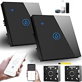 Acmerota Intelligenter Zeitschalter für Tauchsieder, 2er-Pack 20A 4000W WiFi Smart Wandzeitschalter, kompatibel für Alexa Google Assistant Tuya-App, kein Hub erforderlich, schwarze 43 mm tiefe Box