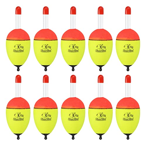PATIKIL 2.5oz Fishing Bobbers, 10 Pack EVA Fishing Float for Saltwater Freshwater Fishing Yellow