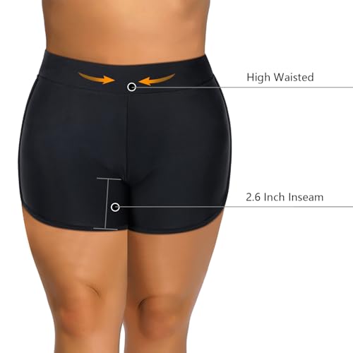 Holipick Plus Size Swim Shorts Women High Waisted Bathing Suit Bottoms Tummy Control Swim Shorts3
