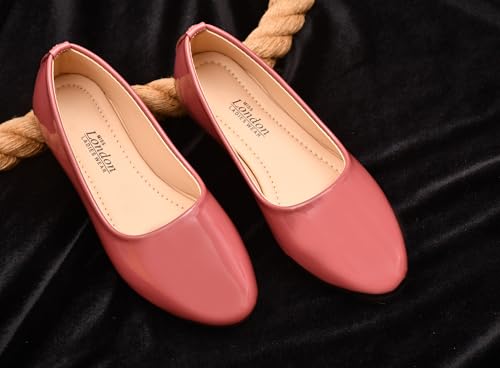 Image of MISS London Women's Bellies | Patent Leather Flats for Casual & Office Wear | Stylish & Comfortable | TPC Sole