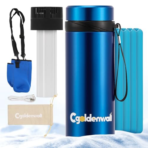 CGOLDENWALL Nevera para Insulina Viaje 40H con Pantalla Digital, 2-8°C Enfriamiento por USB y Biogel*4, Portatil Enfriador de Medicamentos para Plumas de Diabéticos(Azul)