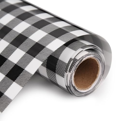 Vinilo Textil Termoadhesivo Cuadros, Negros y Blancos HTV Vinilo Textil Con Cuadros 30.5x182cm Navidad Vinil de Transferencia de Calor, Termoadhesivo Texti-l para Cricut Feliz Navidad
