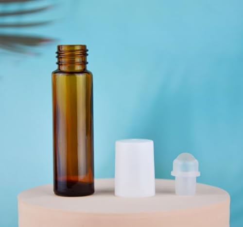 ロールオンボトル 遮光瓶 ガラスロールタイプ 精油 香水 小分け用 アロマボトル 保存容器 (ホワイト,ガラス玉)