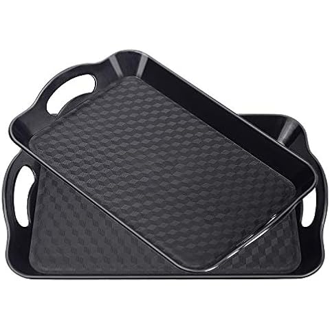 Plastic Tray with Handles, Non-Slip Serving Trays Set Cover