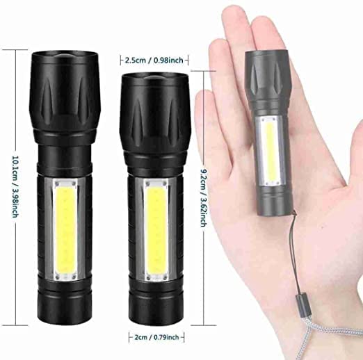 Judee Cob Light Mini Waterproof Portable Led Flashlight USB Rechargeable 3 Modes Pen Clip with Hanging Rope(Black, Metal) - Image 3 thumbnail