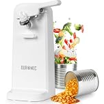 Duronic Electric Can Opener CO40 WE Automatic Tin Openers with Knife Sharpener & Bottle Opener 50W Magnetic Electrical Can Openers One Touch Tin Opener for Arthritis Elderly Seniors White
