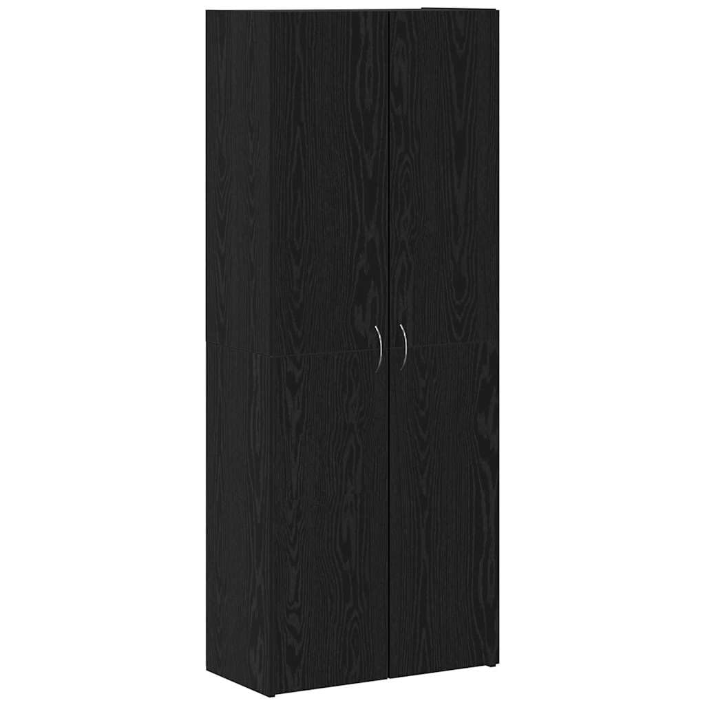 IKAYAA Armadietto in Holz Armadio Porte Battenti Aktenschrank Armadietto per Garage Armadio Ufficio Mobili Ufficio-Rovere nero-60 x 32 x 153 cm