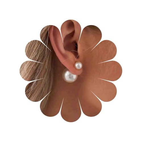 Tseenyi Pendientes de perla de doble cara Pendientes delantero de la chaqueta de oreja de perla Perlas de perla Joyería de declaración Perlas de boda nupcial joyas de orejas bidireccionales