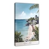 QIOTBVV Riviera Maya - Póster de viaje en lienzo para decoración de pared, pinturas para sala de estar, dormitorio, 20 x 30 cm