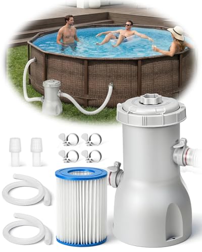 Evoio 800 Gallons Pool Filter Pump Above Ground Swimming Pool Filter Cartridge Pump Electric Pool Water Pump Filter for Pools Sand Cleaning Tool Set with 1 Pool Filter Cartridge