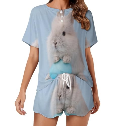 Pyjama femme manches courtes contre la chaleur nocturne motif hamster