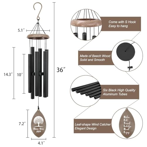 Image of ASTARIN Personalized Happy Retirement Gift, Custom Name Retirement Wind Chimes for Women Men, 35 inch Large Deep Tone Wind Chime Retire Gifts for Teacher Co-Workers Friends Parents