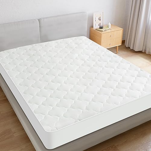 Waterproof Quilted Queen Mattress Protector Cover - Cooling & Breathable - Deep Pocket up to 14 - White Color