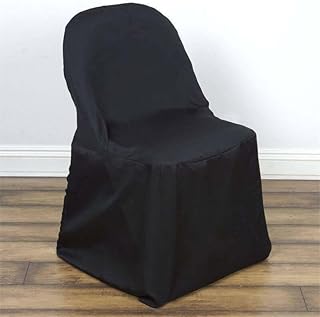 Efavormart 5 PCS Black Linen Polyester Folding Chair Covers for Dining Chairs Party Wedding Banquet Outdoor Event Catering Slipcovers
