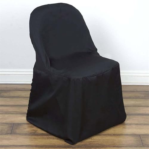 Efavormart 10 Pack Black Polyester Folding Chair Covers for Party Dining Chairs Reusable Stain Resistant Wedding Chair Slipcovers