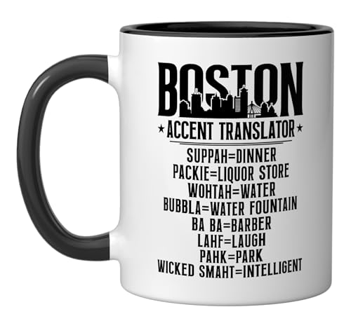 Taza de cerámica Boston Accent Translator 11 oz negra/blanca miniatura 1