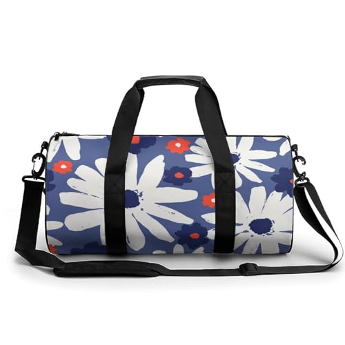 Sac de sport gym sac de voyage duffel fleurs blanches rouges pour camping et randonnée