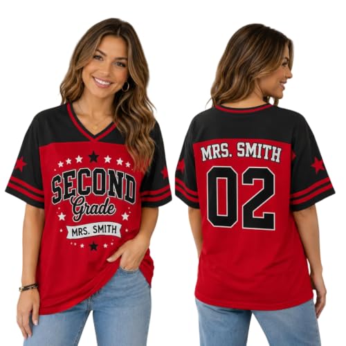 Personalized Grade Teacher Jersey, Custom Name Number Teacher Shirt