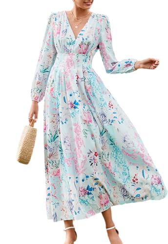 Image of Maxigerui Women's Long Sleeve Floral Maxi Dress 2026 Spring Summer Wedding Guest Dress