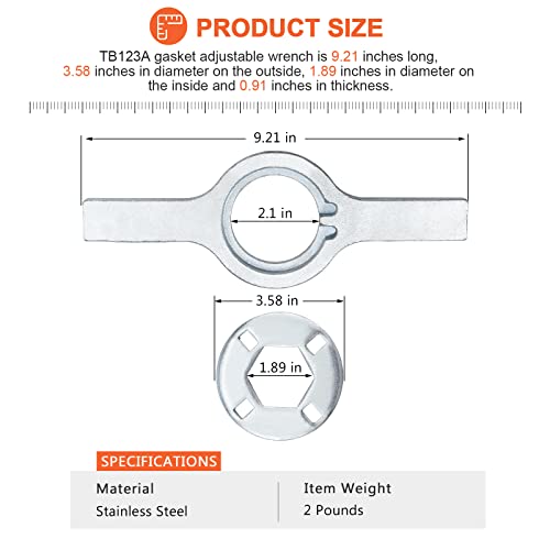 Beaquicy 【WRENCH UPGRADED】 TB123A Washer Spanner Wrench Fit for GE Whirlpool Washer - 1-11/16 Inch Washer Tub Nut Spanner Wrench Replaces TB123A TB123B ERTB123A AP6832671 AP4503397 - Image 4