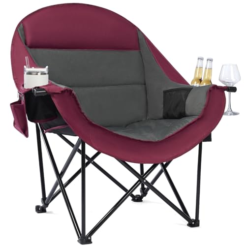 Image of Oversized Camping Chairs for Adults - Heavy Duty Padded Outdoor Camp Chair