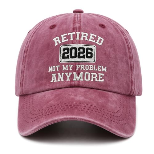 Retirement Gifts for Men Women 2026 Funny Embroidered Retired Hat Adjustable Cotton Baseball Cap Retirement Gifts (Red)