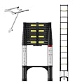 SEEKNEW Telescoping Ladder, 16.5 FT Aluminum Extension Ladder, 330 lbs Capacity with Triangular Stabilizers, Portable Collapsible Ladder for Roof, Home and RV; Black