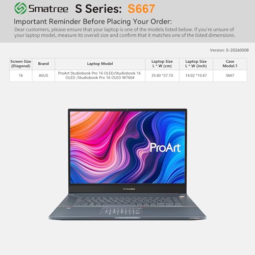 Image of Smatree SlimPro Laptop Case for 16 inch ASUS ProArt Studiobook 16 OLED