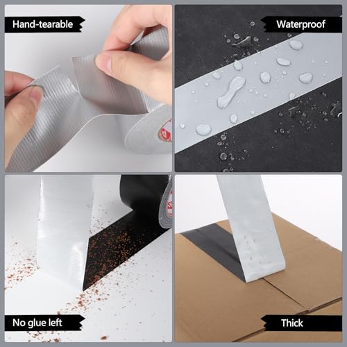 Fyguard 3er Rolle Panzertape, 48mm x 18m Wasserdichtes Reparaturband 210μ Gewebeband Schwarz Klebeband für Innen Außen Haushalt Gärten Baustellen