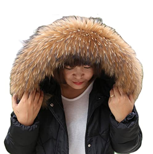 Real Pelts Collar Neck Warmer Scarf Raccoon Hair Collars Neck Wraps Hood Unisex long65CM width16CM