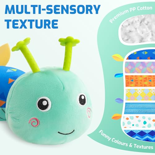 Image of Sumobaby Baby Toys Musical Caterpillar, Stuffed Animal Activity Soft Toys with Teether,Multi-Sensory Crinkle, Rattle and Textures, for Tummy Time Baby Toys 0 to 12 Months Boys,Girls,Caterpillar(Blue)