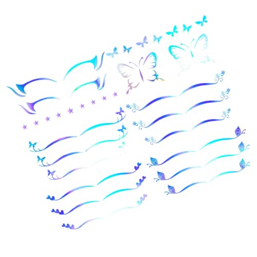 LRXIYODE 6 hojas Pegatinas Adhesivas para Sombra de Ojos y Delineador con Diseños de Mariposas y Estrellas Ligeras y Fáciles de Aplicar para Maquillaje de Fiesta y Cosplay