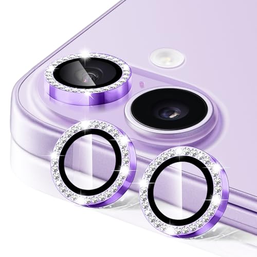 Hsefo Camera Lens Protector for iPhone 17 9H Ultra-thin Tempered Glass Diamond Bling Cute Girly Metal Individual Camera Cover Accessories for Women Purple