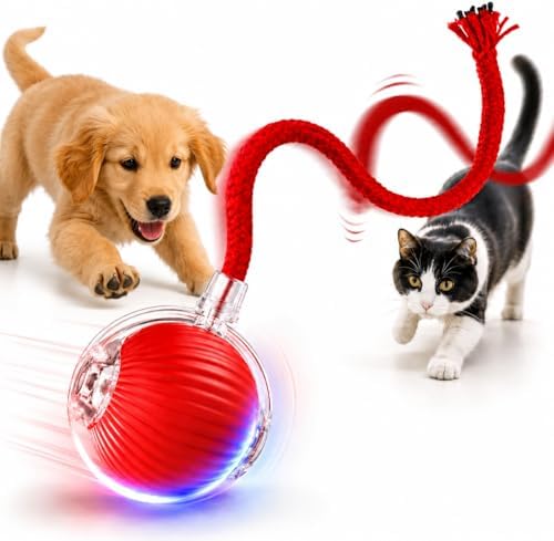 Bola Interativa Resistente para Cães e Gatos Giratória Automática...