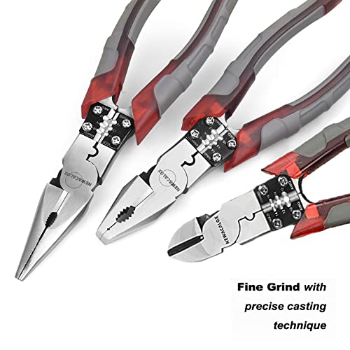 Compound Action Pliers Set 3 Pcs Multi Pliers Tool, Noevsbig Linesman Pliers, Diagonal Cutters, Needle Nose Pliers With Stripper-Crimper-Function #TOP1