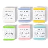 Kim and Pom From My Shower to Yours” Mini Soap Favors – 6 Vibrant Assorted Scents for Bridal & Baby Showers – Lavender Mint, Blueberry Eucalyptus, Apricot Barley, Green Tea Mint, Rose Raspberry & Lemon