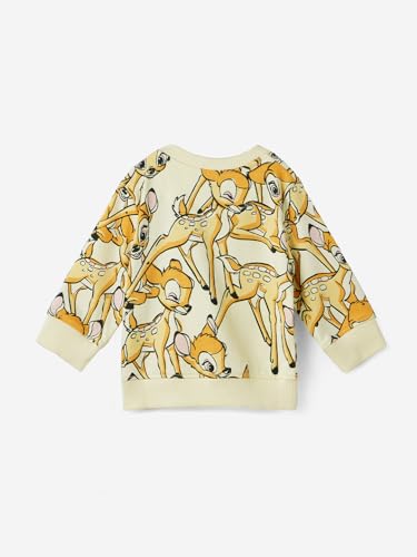 Image of The Souled Store Disney: Cute Bambi Girls Long Sleeves Round Neck Snap Button Yellow All Over Printed Cotton Sweatshirts