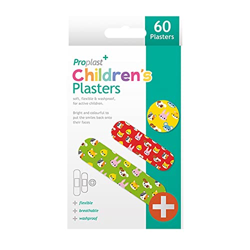 60 x Kinderpflaster | Neue Packung | Kinder | Unisex | langlebig | hell | bunt | atmungsaktiv | flexibel | waschbar | lustig | sortiert | Designs | Größe | Farbe | Kleber | UK Free P&P
