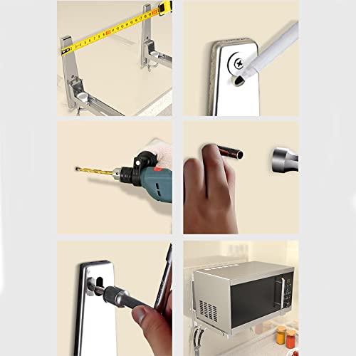 Support mural pliable et rétractable pour four micro-ondes argenté - 7