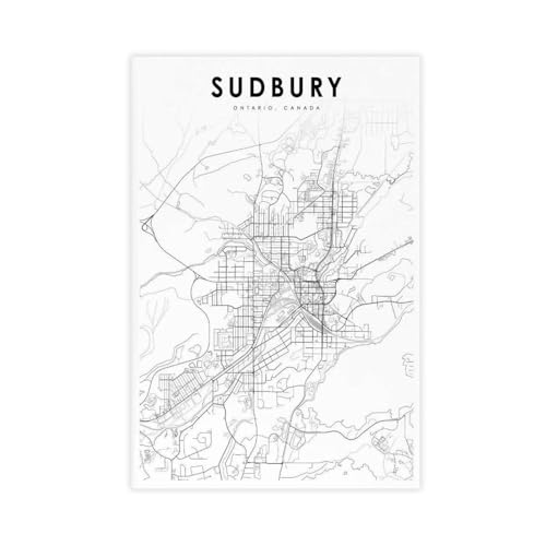 Carte de l'Ontario de Sudbury sur toile grand format pour sublimer votre chambre