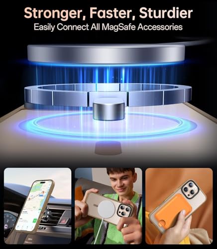 Image of Elzzi Magnetic Cover for iPhone 16 Pro Max Case [MIL-Grade Drop Tested & Compatible with MagSafe] Translucent Matte TPU + Hard PC Back Cover, Anti-Scratch Shockproof Case (6.9 Inch Desert Titanium)