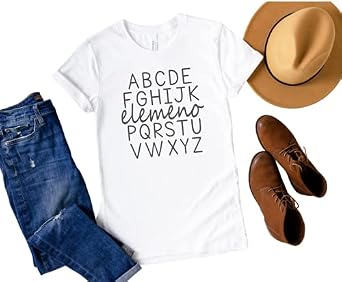 ABC Elemeno Kindergarten Teacher Shirts, Funny Back to School Teacher T-Shirt, Cute Teacher Shirts Plus Size, Teacher Appreciation Gifts, for Teacher. Multicolor