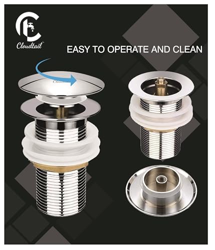Image of Pop Up Floor Coupling|Drainer Trap|4 Inch|Full Thread|Waste Coupling|Anti Cockroach Foul|Ideal For: Floor|Kitchen|Sink|Bathroom|Wash Basin|Material: Brass|Color: Silver|Set Of 1