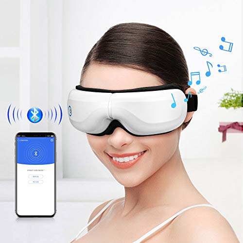 Bromose Wireless Foldable Rechargeable Eye Massager，Intelligent Mode One-Click Operation Eye Massager,Wireless Bluetooth Music Therapy Stress Relief for Eye Care Best Gift