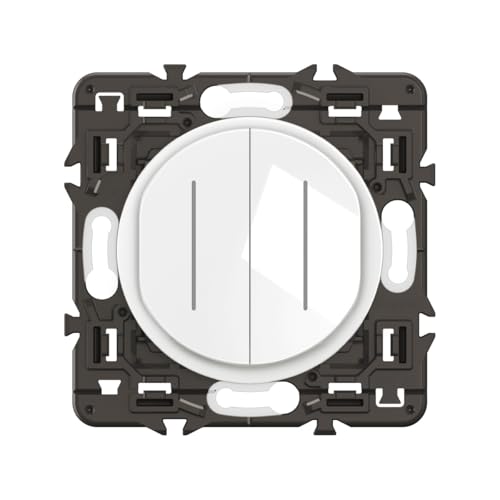 LEGRAND - Interrupteur/Va-et-vient double Céliane témoin 10A - Design moderne - A équiper d'une plaque - blanc