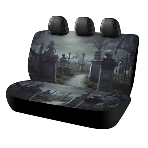 IOLVSHGH Creepy Cemetery �J�[�V�[�g�J�o�[ �v���e�N�^�[ �h�� & �ʋC�� �����ԃV�[�g�J�o�[ ����~�� �����Ԍ㕔���ȃJ�o�[ ���j�o�[�T���A�N�Z�T���[ �� SUV �g���b�N�p�㕔���ȃJ�o�[