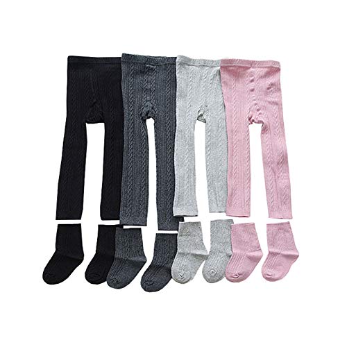 4 Pack Toddler Little Girls Leggings Pants & Socks Set Kids Cotton Stocking Kids Tights
