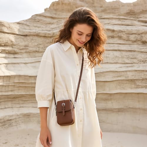 Image of Genuine Leather Crossbody Bags for Women, Small Crossbody Bag for Women,Phone Purses with Adjustable Strap for Travel