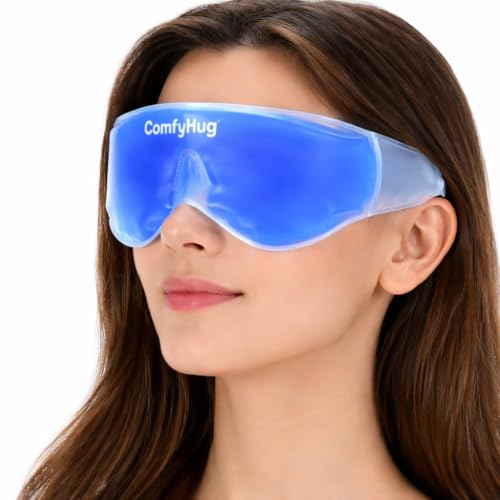 Image of ComfyHug Cooling Gel Eye Mask for Puffy Eyes, Dark Circles & Migraines - Reusable Cold Compress Therapy Pack with Adjustable Strap for Sleep, Headaches & Eye Relaxation (Pack of 2)