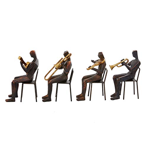 Set de 4 esculturas decorativas músicos en polystone marrón miniatura 4
